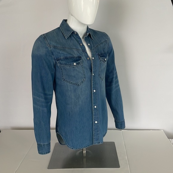 7 For all Mankind Mens Denim Snap Shirt - Picture 5 of 16